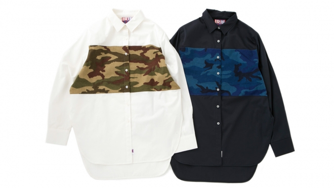 073 CAMO LINE SHIRT ( WHITE NAVY ) ¥12,800