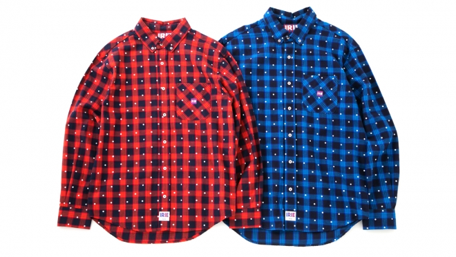 021 IRIE DOT CHECK SHIRT ( ORANGE BLUE ) ¥15,000