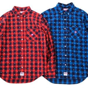 021 IRIE DOT CHECK SHIRT ( ORANGE BLUE ) ¥15,000