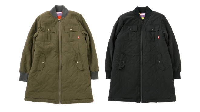 090 QUILTING LONG MA-1 ( OLIVE BLACK ) ¥27,800