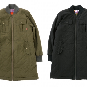 090 QUILTING LONG MA-1 ( OLIVE BLACK ) ¥27,800