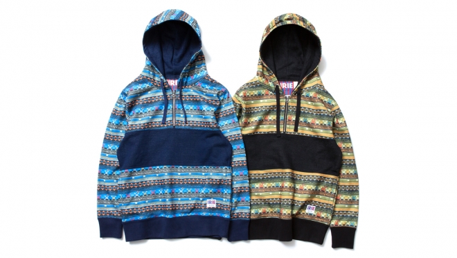 047 IRIE TRIBE HALF ZIP HOODIE (BLUE KHAKI) ¥16,000