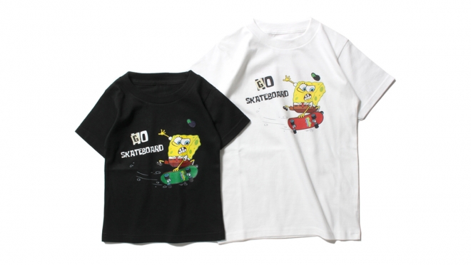 K008 ×SPONGE BOB SKATEBOARD KIDS TEE (WHITE BLACK) ¥3,800