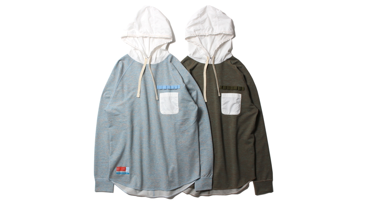 011 WORK PULL OVER HOODIE (LtBLUE OLIVE) ¥16,000
